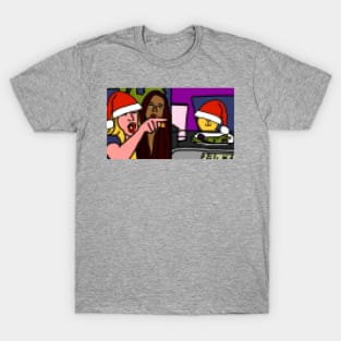 Christmas Woman Yelling at Cat Meme Pixelart T-Shirt